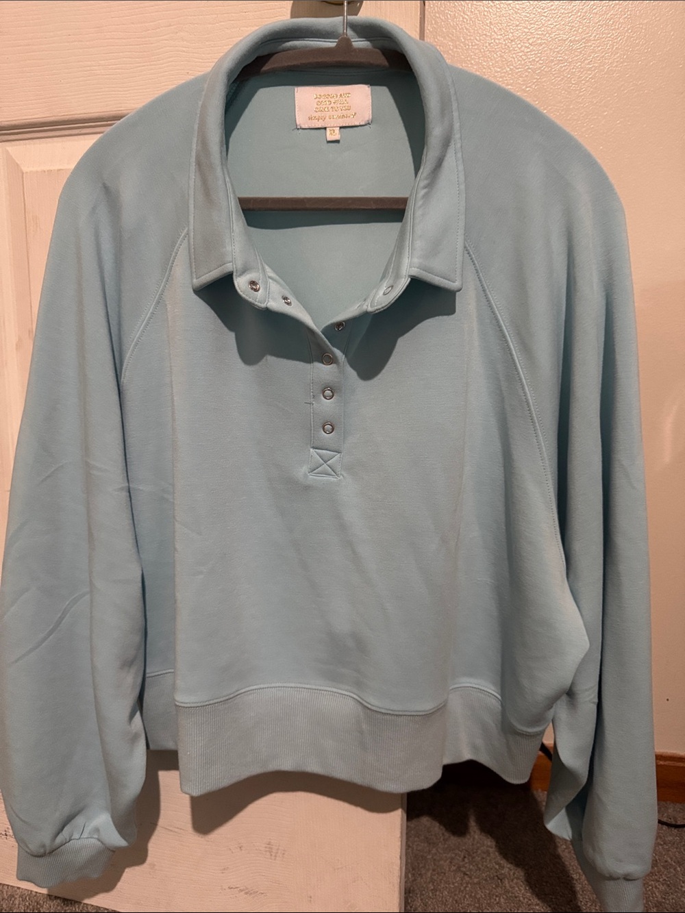 Simply Southern Light Blue Polo Snap Pullover